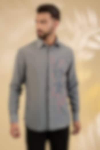 Grey Polynosic Party Wear Shirt by AMIT ARORA at Pernia's Pop Up Shop