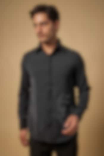 Black Polysonic Party Wear Shirt by AMIT ARORA at Pernia's Pop Up Shop