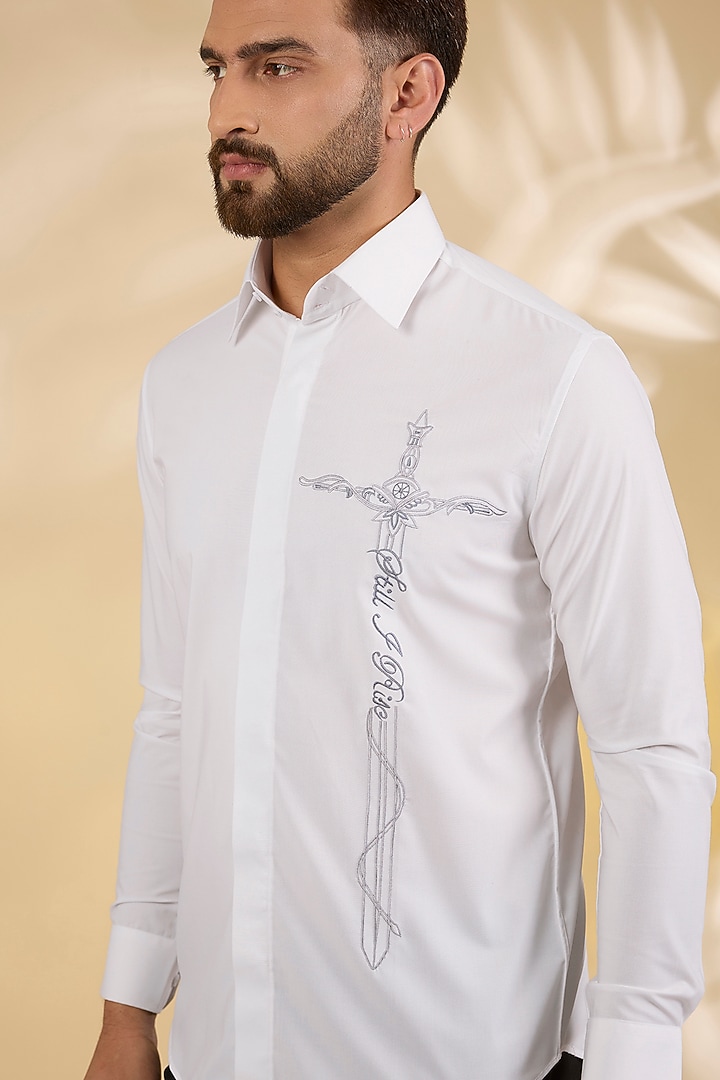 White Polynosic Party Wear Shirt by AMIT ARORA at Pernia's Pop Up Shop