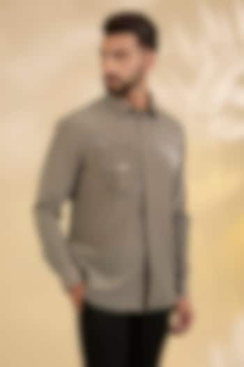Khaki Polynosic Party Wear Shirt by AMIT ARORA at Pernia's Pop Up Shop