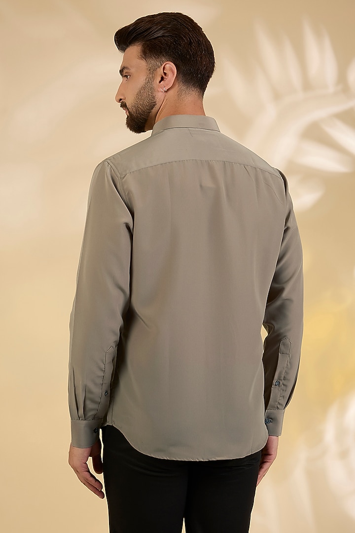 Khaki Polynosic Party Wear Shirt by AMIT ARORA at Pernia's Pop Up Shop