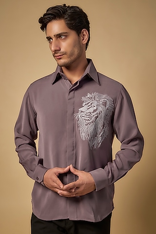 Purple Polysonic Shirt by AMIT ARORA