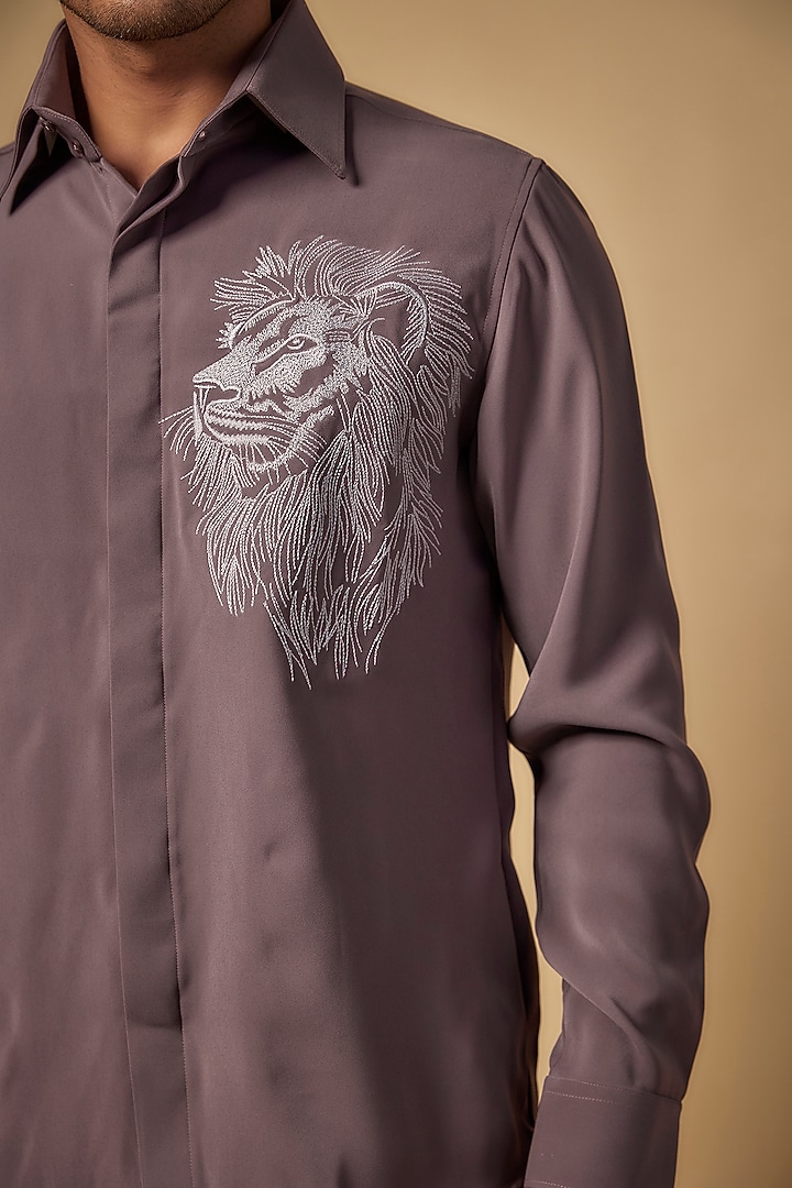 Purple Polysonic Party Wear Shirt by AMIT ARORA at Pernia's Pop Up Shop
