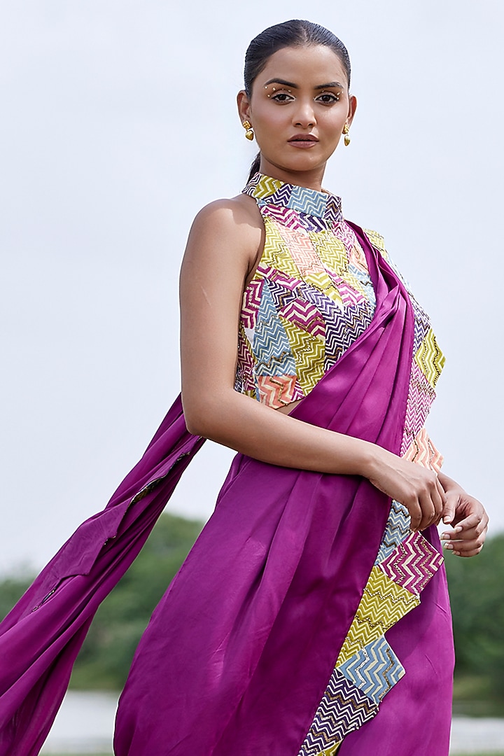 Magenta Modal Satin Palazzo Pant Set by AMROOD at Pernia's Pop Up Shop