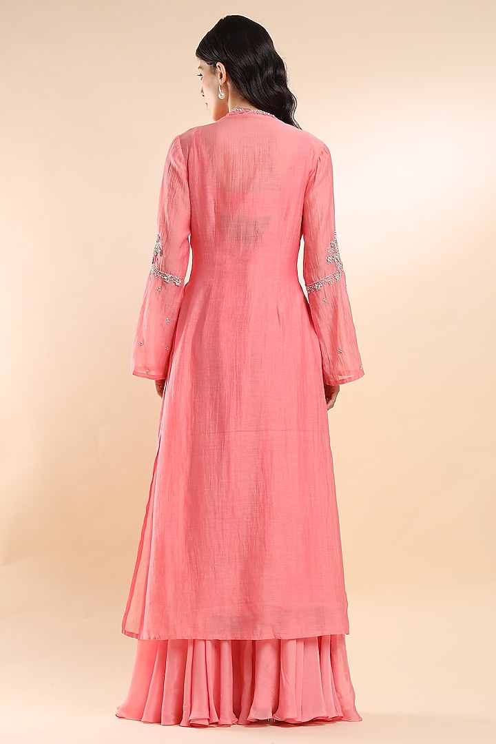 Soft Pink Silk Tulle Skirt Set by AMRTA By Guneet Kondal at Pernia's Pop Up Shop