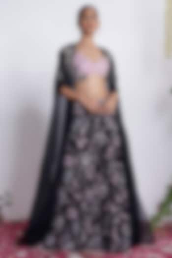 Black & Pink Organza Wedding Sharara Set by AMRTA By Guneet Kondal at Pernia's Pop Up Shop