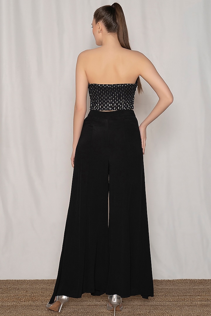 Black Viscose Moss Crepe Pant Set by AMRTA By Guneet Kondal at Pernia's Pop Up Shop