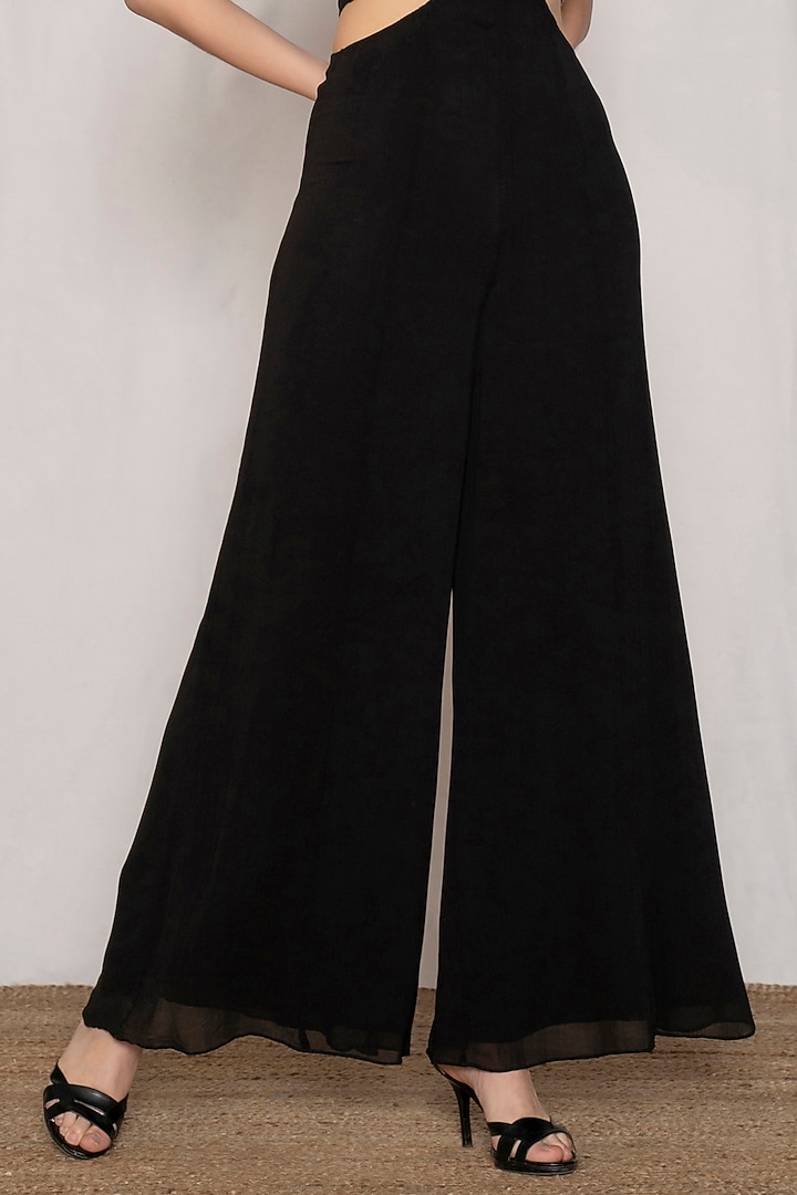 Black Viscose Georgette Embroidered Jumpsuit by AMRTA By Guneet Kondal at Pernia's Pop Up Shop