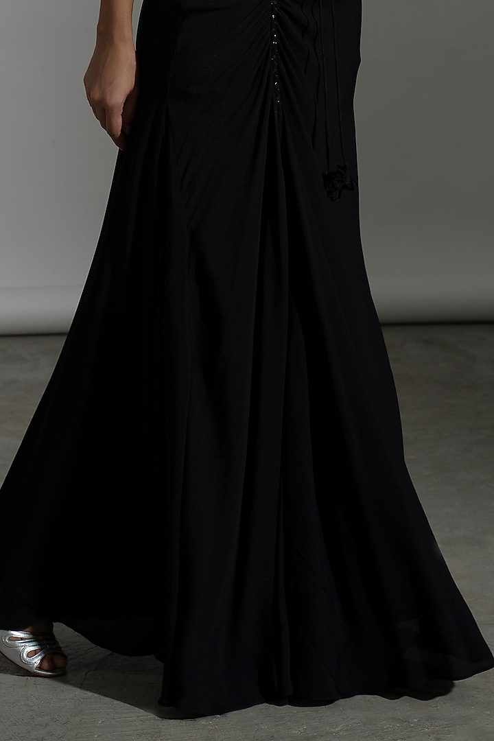 Black Georgette Skirt Set by AMRTA By Guneet Kondal at Pernia's Pop Up Shop