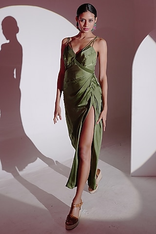 Alpas Satin Midi Dress by AMRTA By Guneet Kondal