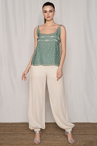 White Viscose Crepe Co-Ord Set by amrta by guneet kondal-MORE FROM AMRTA By Guneet Kondal