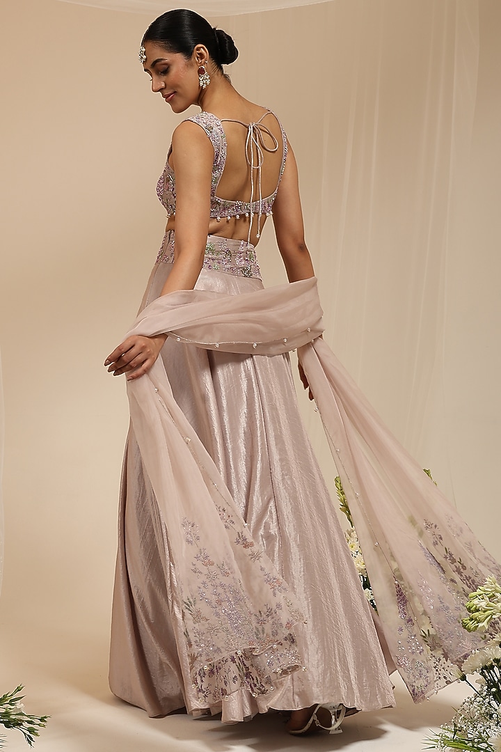 Lavender Organza Hand Embellished Wedding Lehenga Set by AMRTA By Guneet Kondal at Pernia's Pop Up Shop
