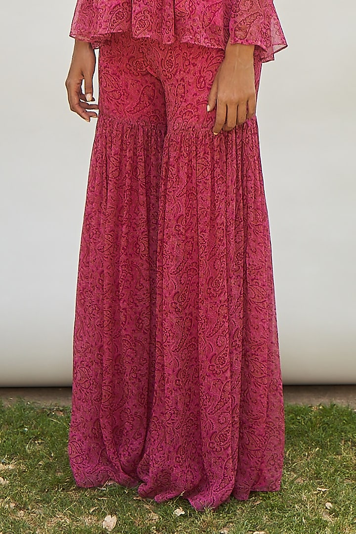 Pink Georgette Party Wear Sharara Set by AMRTA By Guneet Kondal at Pernia's Pop Up Shop