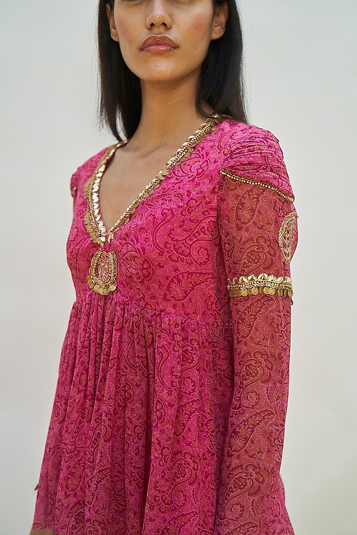 Pink Georgette Party Wear Sharara Set by AMRTA By Guneet Kondal at Pernia's Pop Up Shop