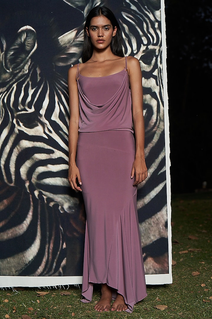 Purple Knit Maxi Dress by AMRTA By Guneet Kondal at Pernia's Pop Up Shop