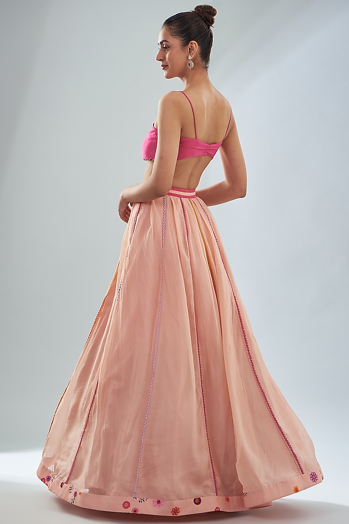 Peach Organza & Georgette Floral Printed Blazer Set by Amit Sachdeva at Pernia's Pop Up Shop
