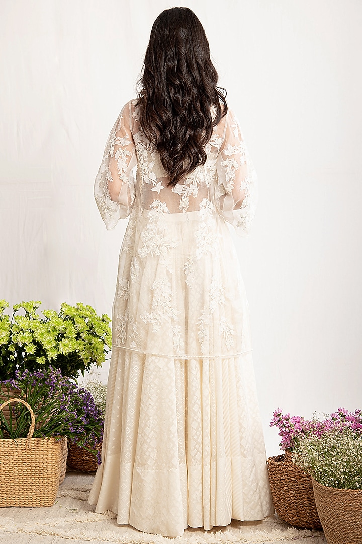 Ivory Embroidered Sharara Set by Amrita Thakur at Pernia's Pop Up Shop