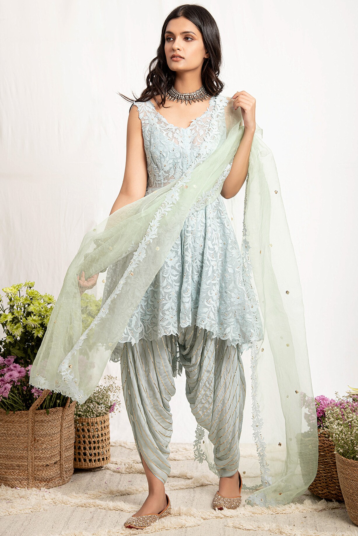 Mint anarkali set