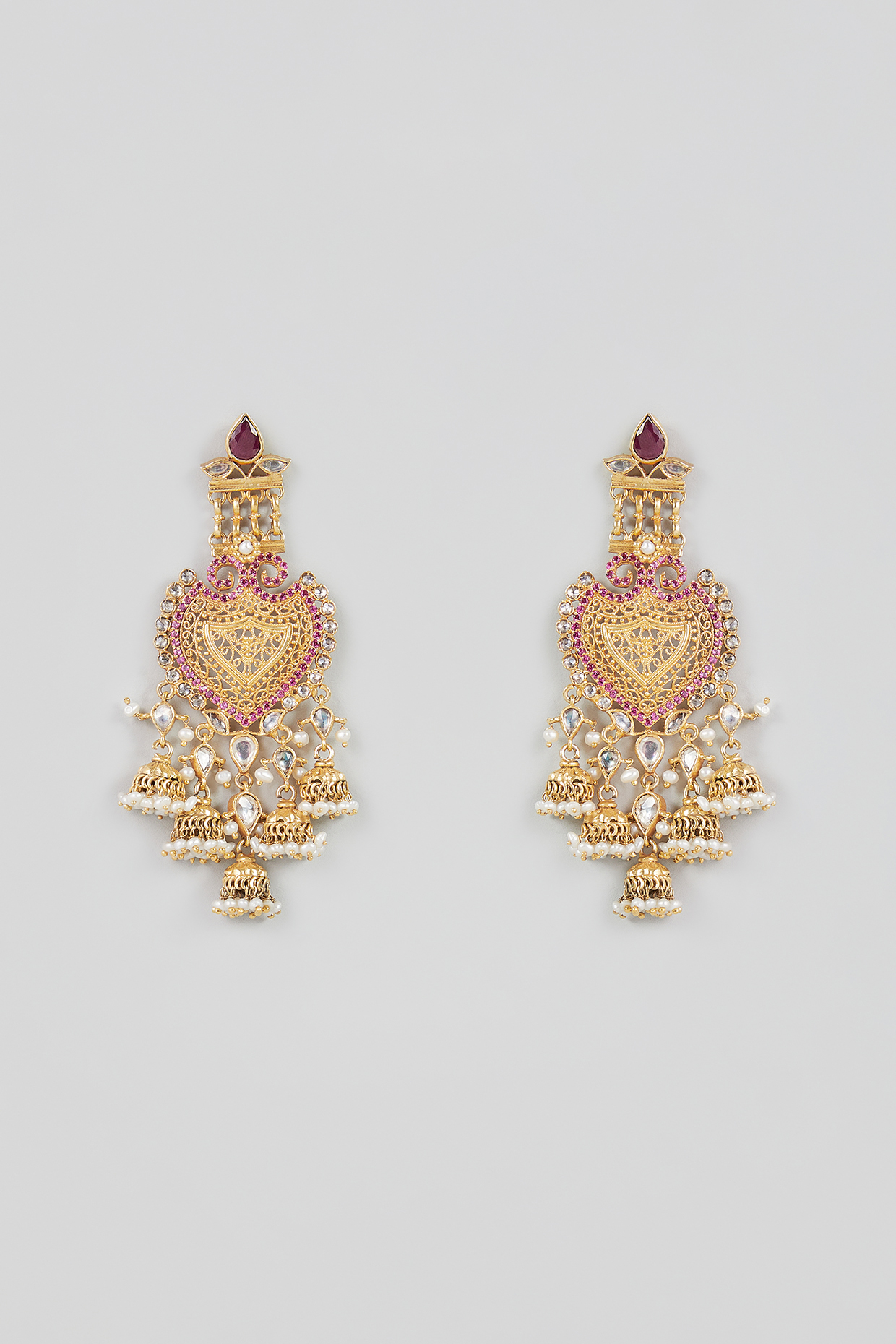 Gold Finish Red Onyx & Zirconia Dangler Earrings In Sterling Silver by AMETHYST-POPULAR PRODUCTS AT STORE