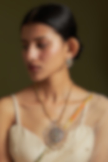 Gold Finish Kundan Polki & Green Onyx Enamelled Necklace Set In Sterling Silver by AMETHYST at Pernia's Pop Up Shop