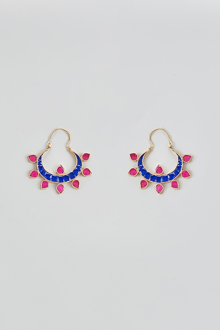 Gold Finish Onyx Chandbali Earrings In Sterling Silver by AMETHYST at Pernia's Pop Up Shop