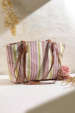 Pink & Brown Premium Cotton Tote Bag by AMYRA
