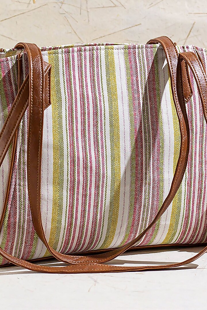 Pink & Brown Premium Cotton Tote Bag by AMYRA at Pernia's Pop Up Shop