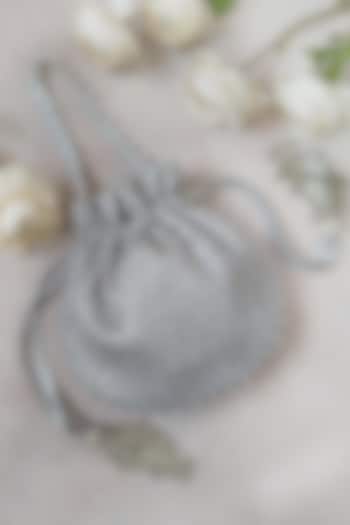 Silver Net Embroidered Potli by AMYRA at Pernia's Pop Up Shop