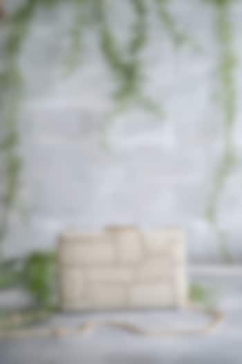 White Georgette Embroidered Clutch by AMYRA at Pernia's Pop Up Shop