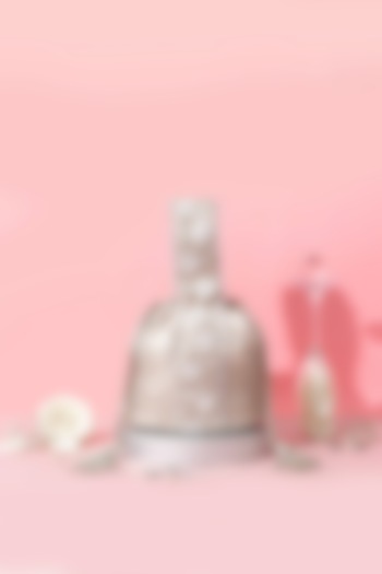 Silver Banarasi Zari Thread Tassel & Lace Embroidered Bucket Bag by AMYRA at Pernia's Pop Up Shop