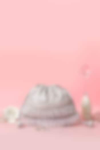 Silver Banarasi Pearl Embellished Potli by AMYRA at Pernia's Pop Up Shop