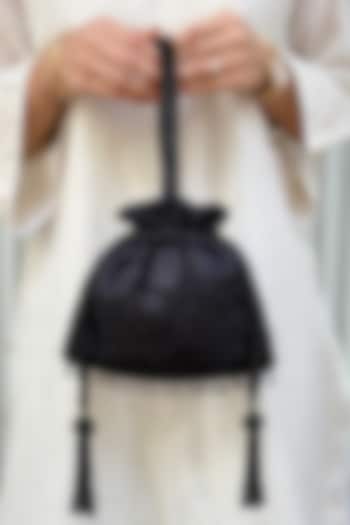 Black Organza Cutwork Potli by AMYRA at Pernia's Pop Up Shop