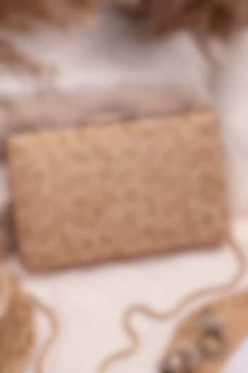 Beige Net Embroidered Clutch by AMYRA at Pernia's Pop Up Shop