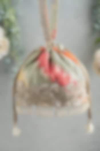 Multi-Colored Banarasi Organza Silk Potli Bag by AMYRA at Pernia's Pop Up Shop