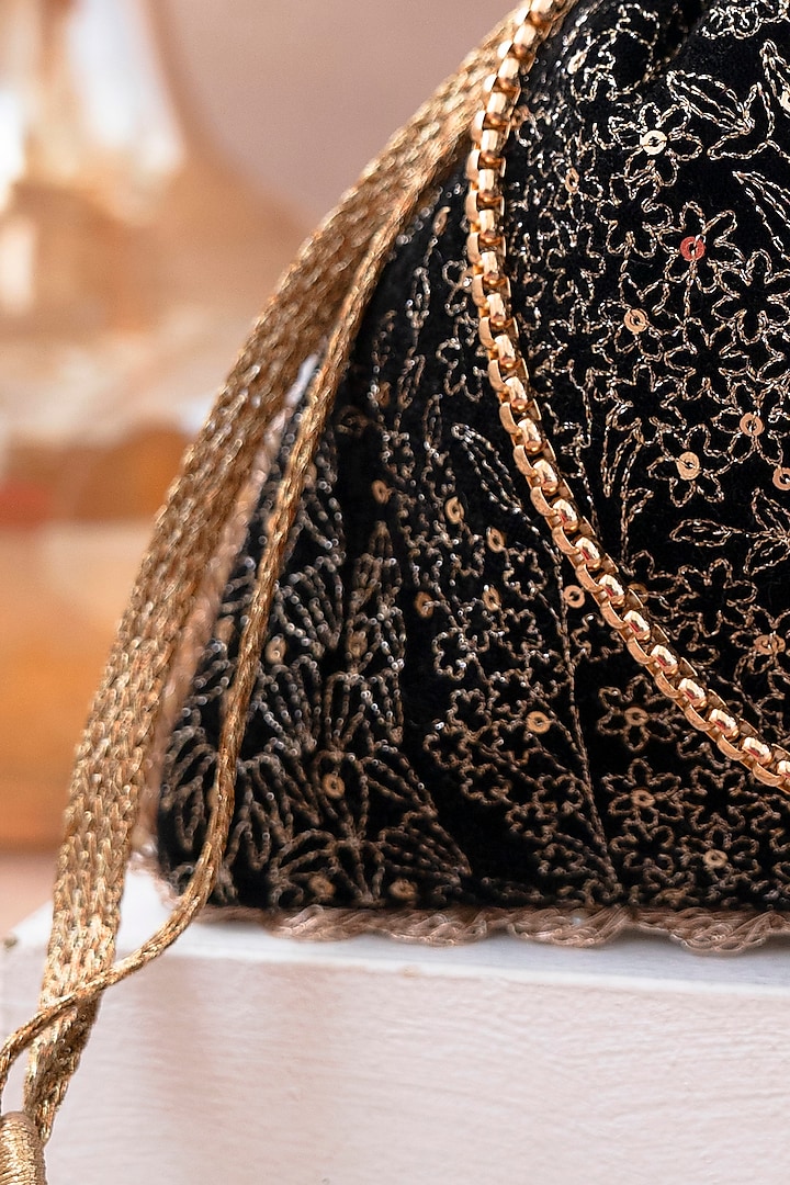 Buy Black Velvet Potli Bag Bags Online in India - The AMYRA Store