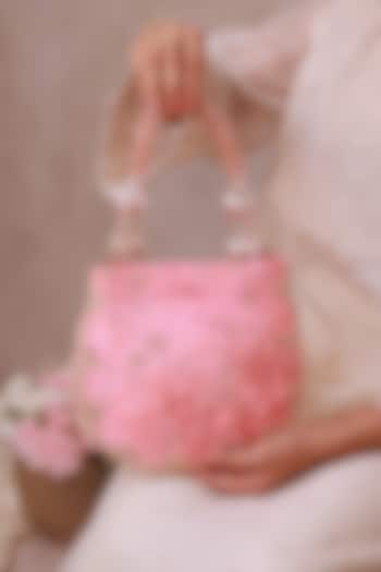 Pink Velvet Beads Embellished Purse by AMYRA at Pernia's Pop Up Shop