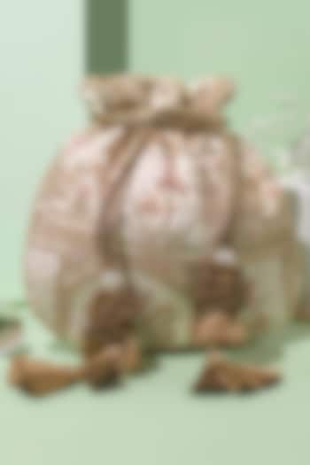 Off-White Silk Embroidered Potli by AMYRA at Pernia's Pop Up Shop