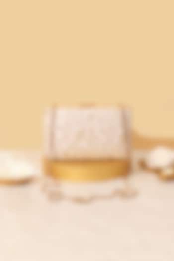 Off-White Silk Embroidered Clutch by AMYRA at Pernia's Pop Up Shop