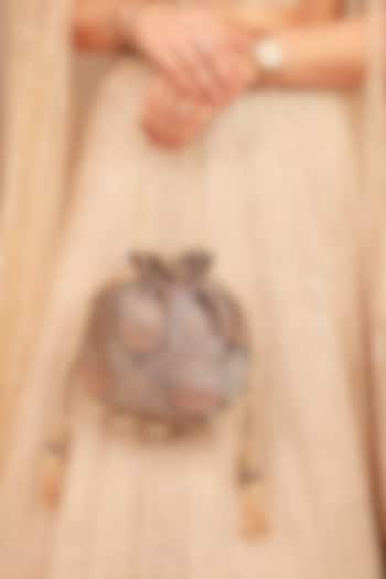 Navy Pure Tussar Silk Potli by AMYRA at Pernia's Pop Up Shop