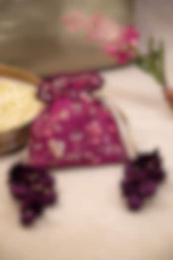 Purple Pure Tussar Silk Thread Embroidered Potli by AMYRA at Pernia's Pop Up Shop