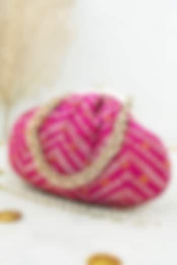 Pink Bandhani Pure Silk Embellished Purse by AMYRA at Pernia's Pop Up Shop