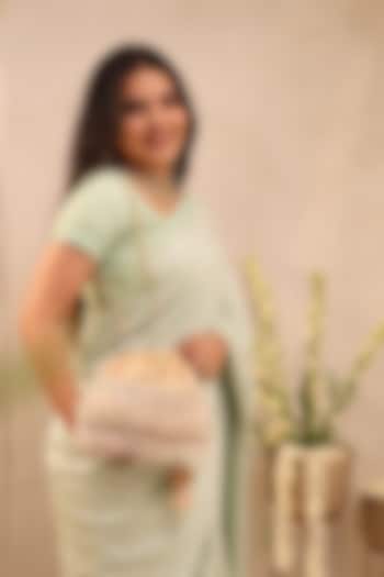 Multi-Colored Organza Tissue Pearl Tassels Embroidered Potli Bag by AMYRA at Pernia's Pop Up Shop