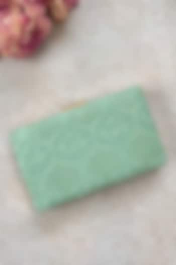 Aqua Marine Georgette Sequins Embroidered Clutch Bag by AMYRA at Pernia's Pop Up Shop