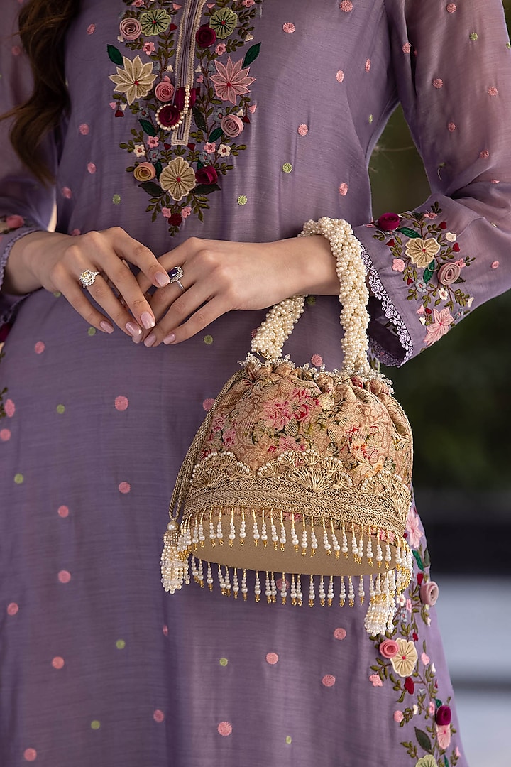 Old Rose Floral Printed Bucket Bag by AMYRA at Pernia's Pop Up Shop