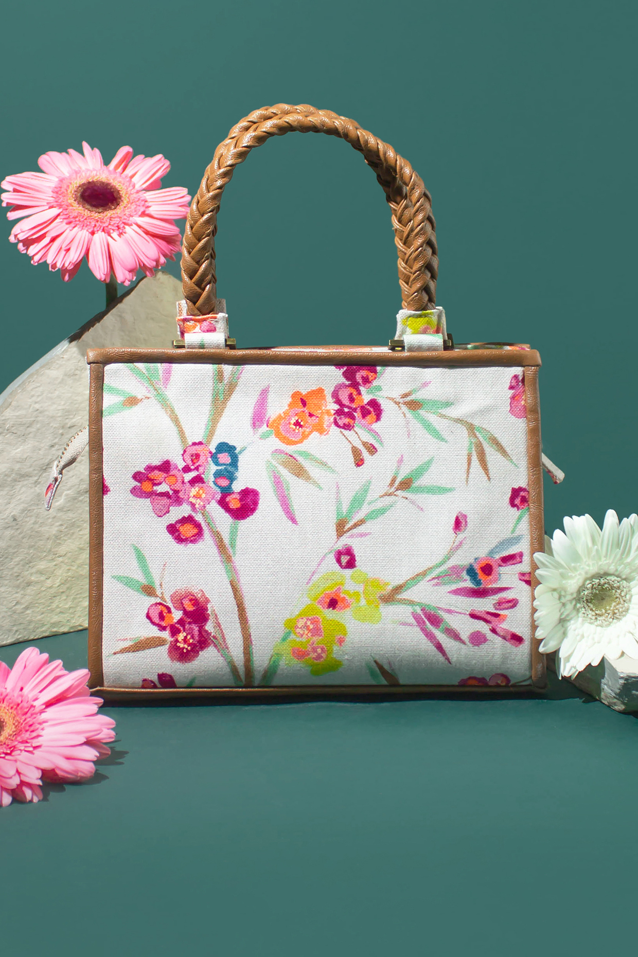 Multi Colored Canvas Printed Handbag by AMYRA at Pernia's Pop Up Shop