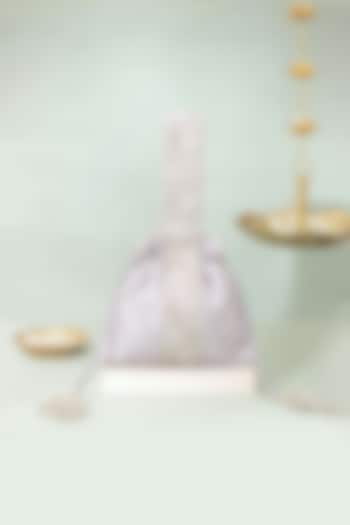 Silver Silk Lace Embroidered Potli by AMYRA at Pernia's Pop Up Shop