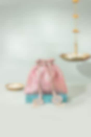 Pink Pure Banarasi Silk Potli by AMYRA at Pernia's Pop Up Shop
