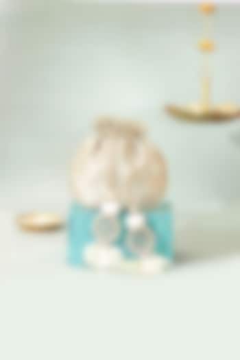 Multi-Colored Pure Banarasi Silk Pearl Embellished Potli by AMYRA at Pernia's Pop Up Shop