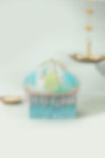 Blue Banarasi Silk Floral Handwork Vintage Purse by AMYRA at Pernia's Pop Up Shop