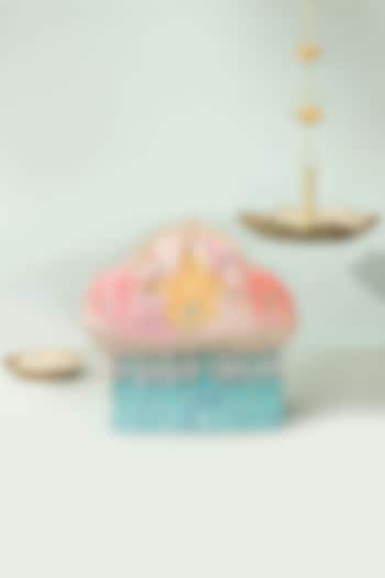 Peach Banarasi Silk Floral Handwork Vintage Purse by AMYRA at Pernia's Pop Up Shop